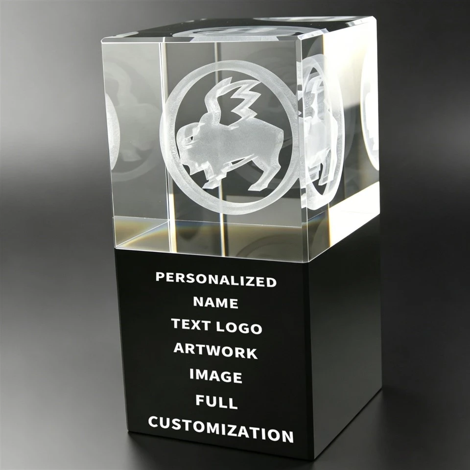 3D Laser Etched Black Base Crystal Trophy suppliers