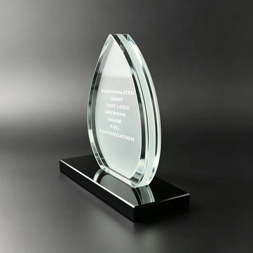 Leaf Pattern Black Base Crystal Trophy best